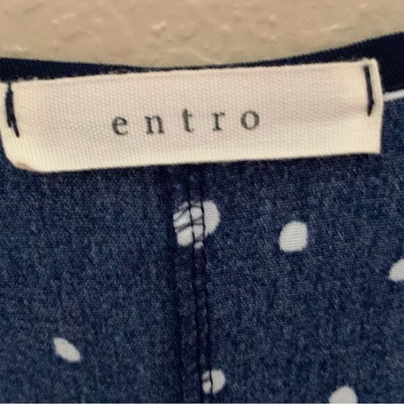 Entro Blue with White Dot Dolman Sleeve Blouse Size Large - Picture 3 of 6